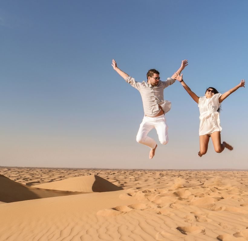 Couple enjoying being in the desert