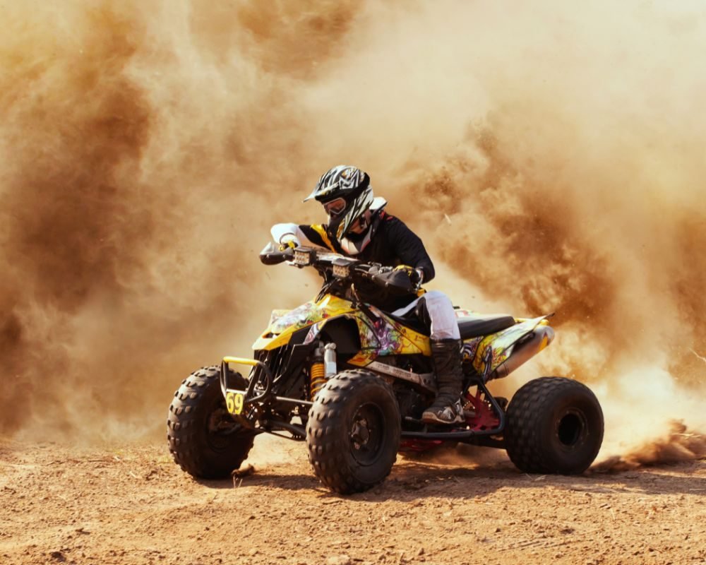 Driving is driving quad bike in desert